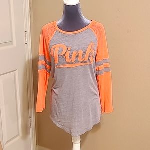 PINK Crew Neck Baseball Tee